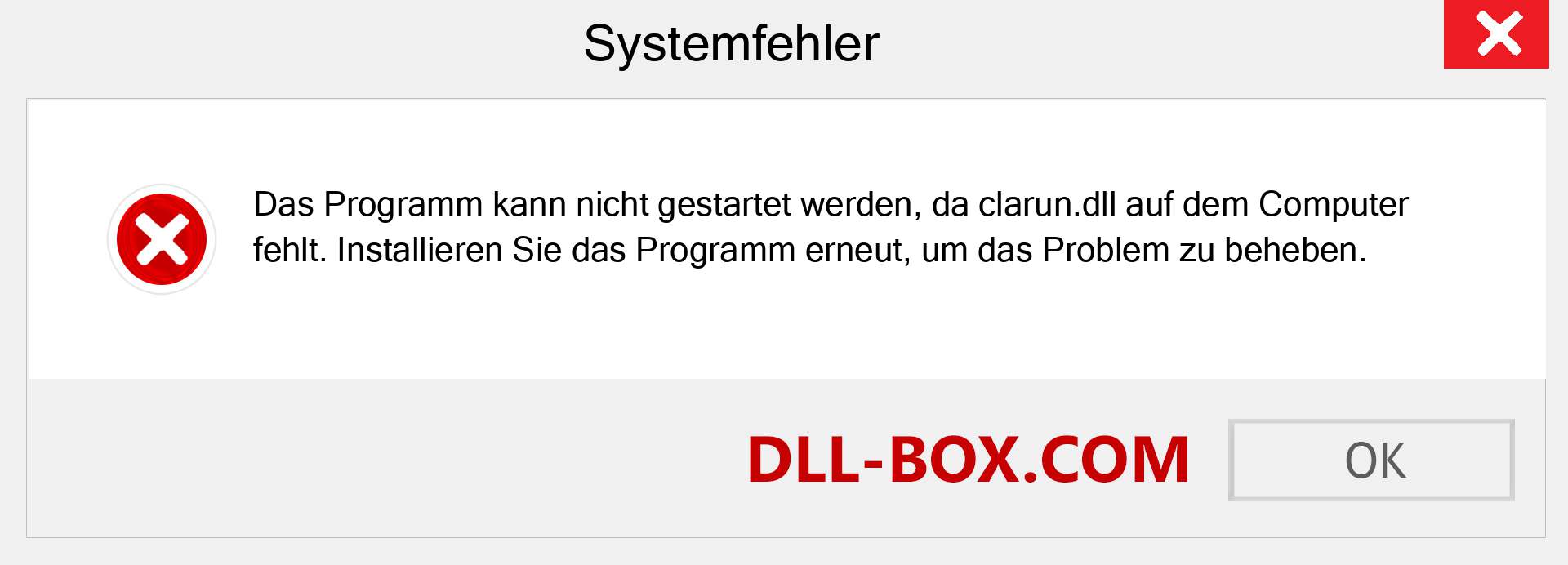 clarun.dll-Datei fehlt?. Download für Windows 7, 8, 10 - Fix clarun dll Missing Error unter Windows, Fotos, Bildern