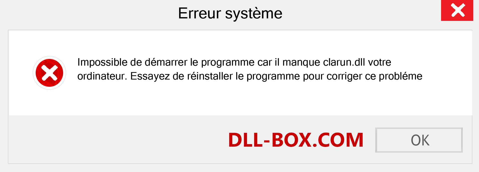 Le fichier clarun.dll est manquant ?. Télécharger pour Windows 7, 8, 10 - Correction de l'erreur manquante clarun dll sur Windows, photos, images