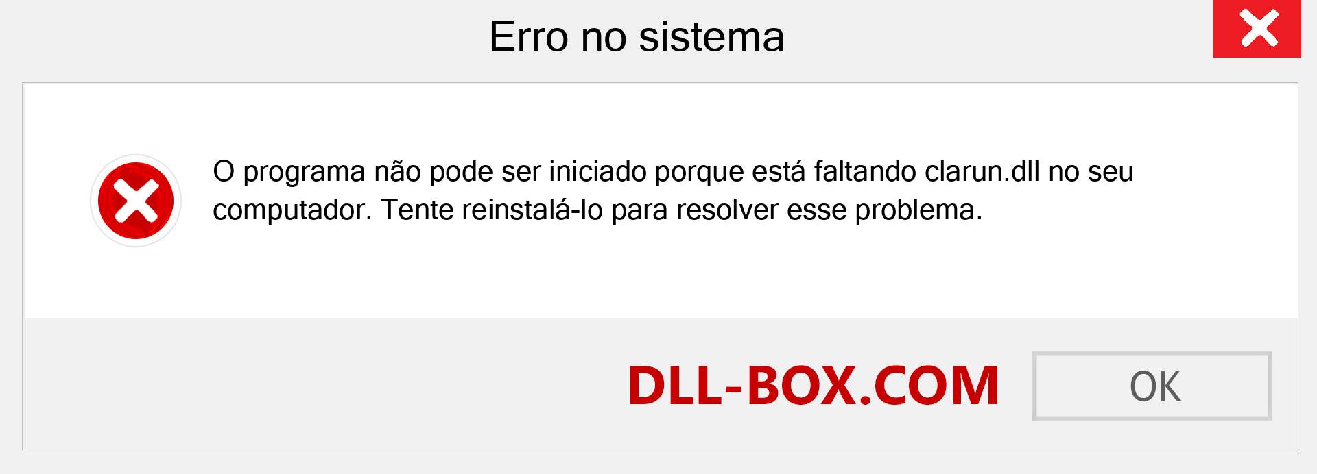 Arquivo clarun.dll ausente ?. Download para Windows 7, 8, 10 - Correção de erro ausente clarun dll no Windows, fotos, imagens